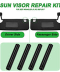 Jeep Wrangler Sun Visor Repair Kit 2007 2017 JK JKU Replacement Tubes for Left and Right Side Sagging Visor, 4 durable black tubes