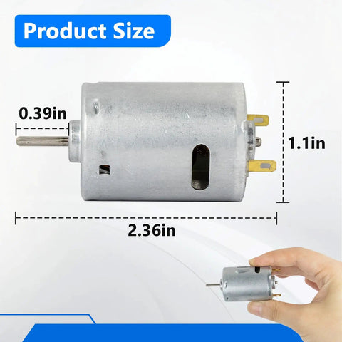 Side view of 12V DC Fan Motor For RV Vent Fans With Round Shaft Fits Ventline BVD0218-00 And Ventline Ventadome Replacement