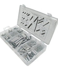 Super Cool 200 Piece Spring Assortment Kit Packed With Essential Extension Compression And Torsional Springs For Your Awesome Home DIY Hardware Projects And Repairs Today, silver metal springs in storage box