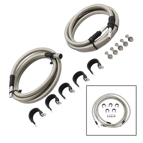 Heavy Duty Stainless Steel Fuel Line Kit For Chevy Silverado 1500 2004-2008 Super Tough Rust Resistant Direct OEM Fitment Ultimate Upgrade, two hoses and clamps