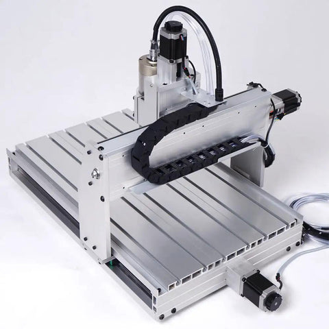 Heavy Duty 3 Axis Cnc Router 6040 Engraving Machine With A Kickass 2200 Watt Spindle And Hg20 Linear Rails On A Sturdy T Slot Table, close-up view.