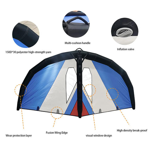 Inflatable Wing Foil For Kitesurfing And Windsurfing Handheld Surfboard Wing Kite with window design and dual airbags features