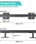 Rustic Matte Black 12 Inch Rhombus Barn Door Handles For Sliding Doors Heavy Duty Solid Metal Pull Handles side view