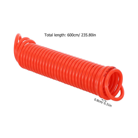 Premium Heavy Duty Recoil Air Hose For Air Compressor Killer Leak Proof System With Strong Quick Attach Connectors Built To Be Real Tough For Serious Daily Use In Auto Shops Or Home Garage Spaces Flows Great For Paint Guns Nailers With Zero Woes, 600cm orange hose