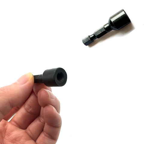 Dang Solid Heavy Duty 1/4 Inch Hex Drive Hanger Bolt Bit For Threaded Rods And Wood Screws All Threaded Insert Adapter in hand.