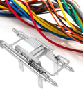 Homoyoyo Wire Pulling Tool Junction Box Cable Threading Aid Easy Solo Conduit Installation Electrical Box Wiring Fast Guide Helper For Electricians 10.94 X 2.95 X 2.36 Inches with colorful wires in background.