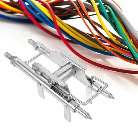 Homoyoyo Wire Pulling Tool Junction Box Cable Threading Aid Easy Solo Conduit Installation Electrical Box Wiring Fast Guide Helper For Electricians 10.94 X 2.95 X 2.36 Inches with colorful wires in background.