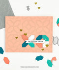 Quilt Top Die Set For Scrapbooking And Card Making project featuring pastel pink card with geometric design and heart accents