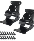 Hella Tough Heavy Duty Folding Brackets 2 Pack, adjustable black steel support legs with screws for tables and workbenches.