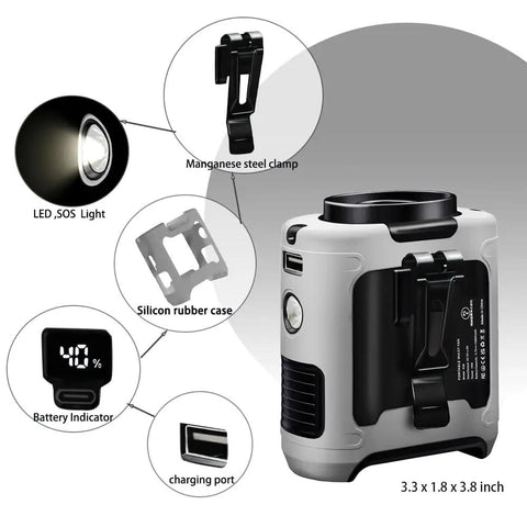 2024 Upgrade Waist Clip Fan Portable Personal Body Cooler with 10000mAh battery, silicone sleeves, LED light, charging port