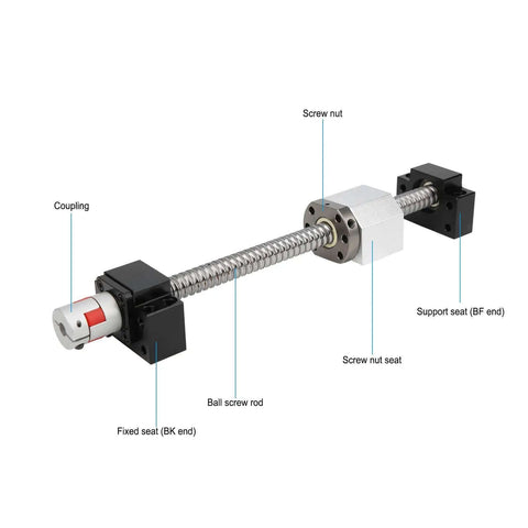 Smashing HaloVerde Rolled Ball Screw Kit With 16mm Bearing Steel Rail and SFU1605 Nut For Smooth Automation Projects, BK BF12 mounts, coupler