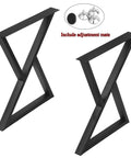 Two Pack Rustic Triangle Table Legs Heavy Duty Metal For Dining Tables And Desks Industrial Modern Black Finish DIY Cast Iron