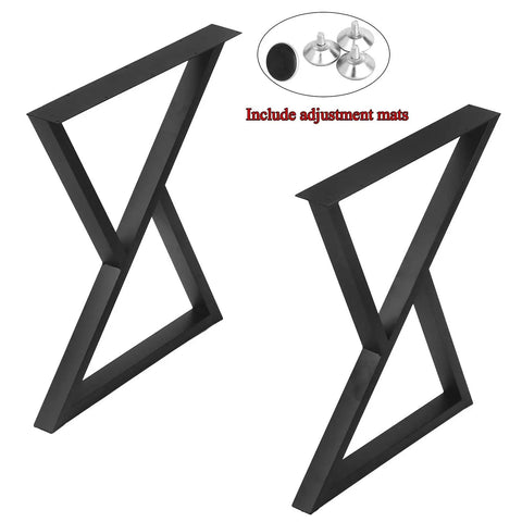 Two Pack Rustic Triangle Table Legs Heavy Duty Metal For Dining Tables And Desks Industrial Modern Black Finish DIY Cast Iron