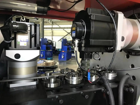 Close-up of Heavy Duty Six Axis CNC Spring Machine Delivering Straight Up Reliable Wire Forming Power for spring fabrication.