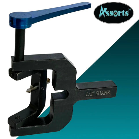 Straight Up Kickass Ball And Radius Turning Tool For Bench Top Metal Lathe shapes slick curves in brass aluminum steel wood, shown from the side.