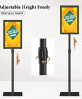 Heavy Duty 11x17 Standing Sign Holder With Adjustable Pedestal, Double Sided Floor Sign Stand for posters, adjustable height shown