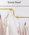 Sturdy Gold Iron Wall Mounted Clothing Rack 300cm For Garments And Shoes, Heavy Duty Metal Display Bar with dresses hanging