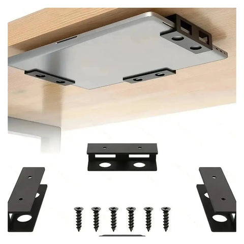 Badass Under Desk Laptop Holder With Metal Mount Shelf For Keyboard Home Office Setup Rock Solid Wrought Iron Bracket and screws.