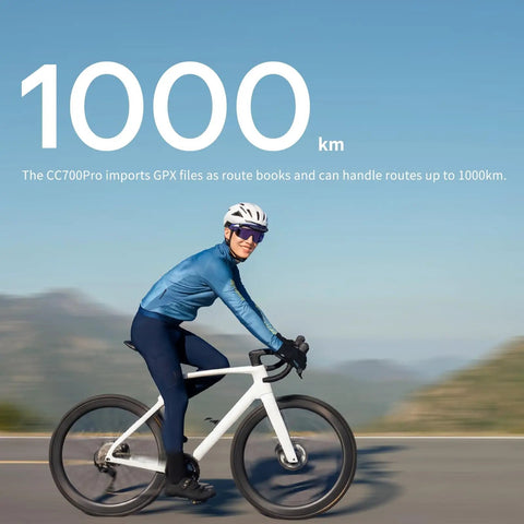 Cyclist using 2.8 Inch Color Touchscreen GPS Bike Computer With Smart Map Navigation And ReRoute Planning, WiFi Auto Sync, ANT Plus Bluetooth