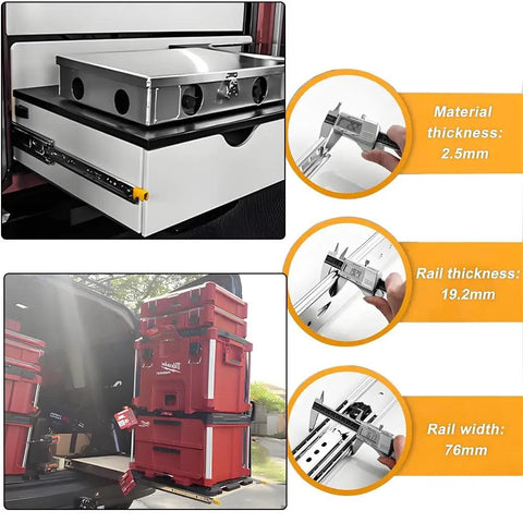 Beefy Heavy Duty Drawer Slides 500lb Capacity With 3 Fold Ball Bearing Rails Full Extension Side Mount 54 Inch Length, overview