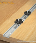 Five Pack Heavy Duty 1/4 20 Thread Five Star Thumb Screws For T Track Table Saws Router Tables And Shop Built Woodworking Jigs, detailed view highlighting black star knobs on t-slot.