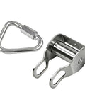 Stainless steel components of Outdoor Zip Line Conversion Kit With Smooth Glide Pulley System For Backyard Fun, Easy Install Slackline Roller Set.