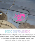 Slick Humorous Waterproof Fuel Tank Cap Decals on gray vehicle, playful pink design for easy installation on gas cap.