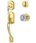 Vintage Gold Front Door Lock Set With Crystal Glass Knob Sleek Dope Reversible Handle And Deadbolt Brushed Gold Exterior Entry Door Hardware With Zinc Alloy Construction For Right Or Left Swing