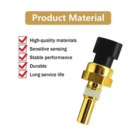 Icyhaws engine coolant temperature sensor with a gold brass body, threaded shaft, and black plastic connector