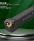 Workhorse Lathe Tool Threading Solution With SER2020K16 turning tool holder showcasing 16ER AG60 insert on a green background.