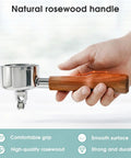 51mm Portafilter With Two Spouts For Gevi Casabrews CM5418 3700 Series And Mr Coffee Espresso And Cappuccino Machines, wood handle