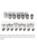 Top Notch Er16 Spring Collet Chuck For Cnc Milling Lathe Machines Offering Dead Nuts Accurate Clamping Heavy Duty Steel Build And Quick Spindle Tool Changing, 12-piece set with precision collets.