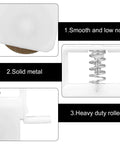 Close-up views of 4 Pack Sliding Screen Door Rollers 1 Inch Spring Loaded Replacement Roller Assembly With Carbon Steel Ball Bearings showing smooth action and solid metal