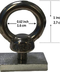 4 Pack Heavy Duty Stainless Steel Eye Bolt Tie Down Anchoring Kit for Roof Racks and 4WD Awnings Includes M8 Eye Bolts Slot Nuts and Washers for Secure Cargo Tie Downs, M8 eye bolt shown with 0.62-inch ring and 1-inch base