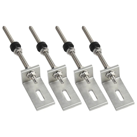 L Angle No Fuss Roof Mount Kit For Trapezoidal Metal Panels, Stainless Steel M10 Pole Screws 200mm And 250mm shown in lineup
