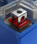 Close-up of YTX7A-BS GEL Battery 12V 6Ah 105 CCA Maintenance Free Replacement terminal for Suzuki ATV 2001 to 2006