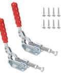 2 Pack Push Pull Toggle Clamp 36020 With 396 Lb Holding Capacity, 1.17 Inch Stroke, 144.5 Degree Handle Open, red grips and screws
