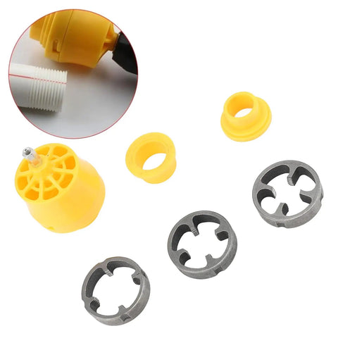 Topincn Electric Drill Pvc Threader Tap And Die Set For Plumbing with yellow fittings and durable metal components.