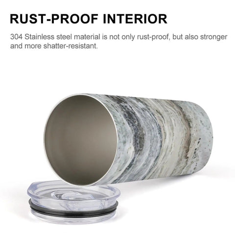 Decorator Grey Granite Stone Look Gradient Water Cup Made From 304 Stainless Steel With Leak Proof Lid Thickened Base