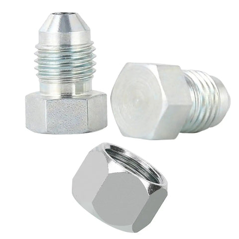 Heavy Duty Hydraulic Cap And Plug Kit With JIC And ORFS 37 Degree Threads 8 Sets Cap And Plug Fittings For 4 6 8 10 12 16 Dash Sizes Leak Free Industrial Grade Hose Tube And Pipe Connections, showing metal caps and plugs.