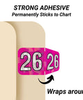 2026 Year Stickers for End Tab File Folders Holographic Fuchsia Chart Labels USA Made wrap around folder edge.