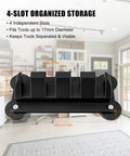 Four Slot Magnetic Pry Bar Organizer With Mounting Holes For Garage Or Shop, Wall Mount Or Magnetic Storage Rack, front view
