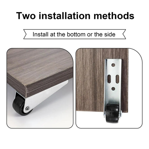 Side Mount Gate Caster Wheels For Wood Doors And Furniture Quiet Non Slip Rollers With Galvanized Bracket Easy Glide Two Pack installation options