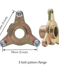 Three-bolt pattern flange for Beefy 1 Inch By 32 Inch Live Axle Kit With 145/70-6 Wheels And Rims