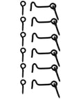 Heavy Duty 2 Inch Black Hook And Eye Latches, 6 Pack Cabinet Door Hardware showing durable black zinc hooks and screws.