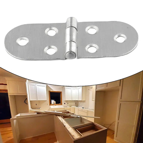 Stainless Steel Folding Flip Top Hinge For 180 Degree Table Support And Flush Mounted Cabinet Hardware with kitchen setting.