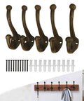 Built Dang Tough Rustic Cast Iron Wall Hooks Heavy Duty Farmhouse Coat Hangers Durable Vintage Hanging Hardware Set Of Five.
