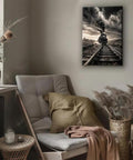 Killer Monochrome Train Canvas Wall Art Vintage Steam Locomotive Poster With Desert Canyon Tracks And Dramatic Storm Clouds