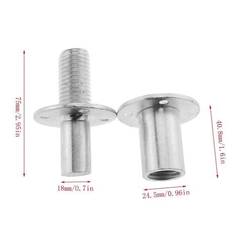 Top Shelf M20 Screw In Tee Nuts With Brads For Wooden Bed Frames And Furniture Hardware Connectors Made From Rust Proof 304 Stainless Steel With Bolts Included Ready To Go, displaying stainless steel connectors with dimensions.
