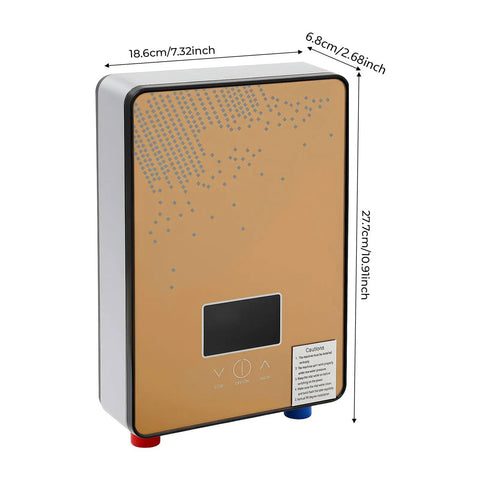 Heavy Duty Electric Tankless Water Heater With Instant Hot Shower Output Digital Touch Panel Wall Mount Design Energy Saving Tech Built Sick And No Sweat Operation total game changer for modern home plumbing setup with LED temperature gauge.